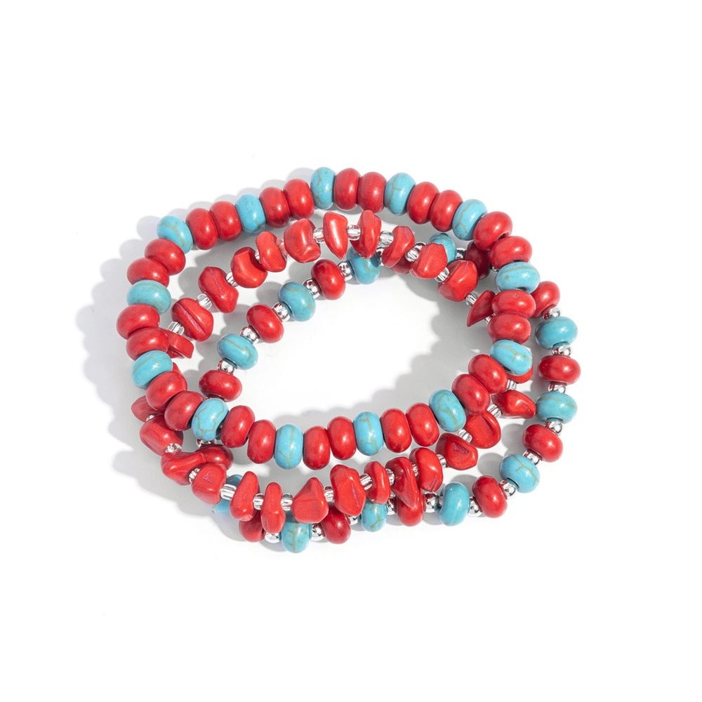 Red and Blue Beaded Bracelet